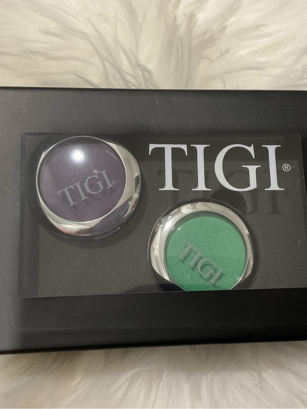 TIGI Purple and Green Accent Containers
